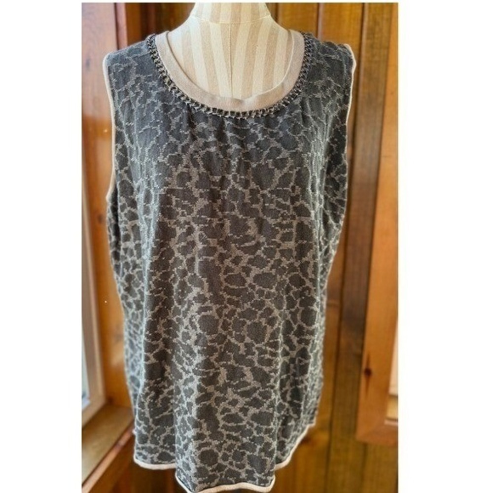 JONES NEW‎ YORK COLLECTION Womans Sleeveless Knit Top Animal Print Chain  2X